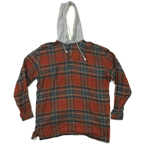 plaid flannel hooded shirt